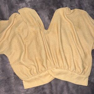 Charlotte Russe Cream Ruched Crop Blouse